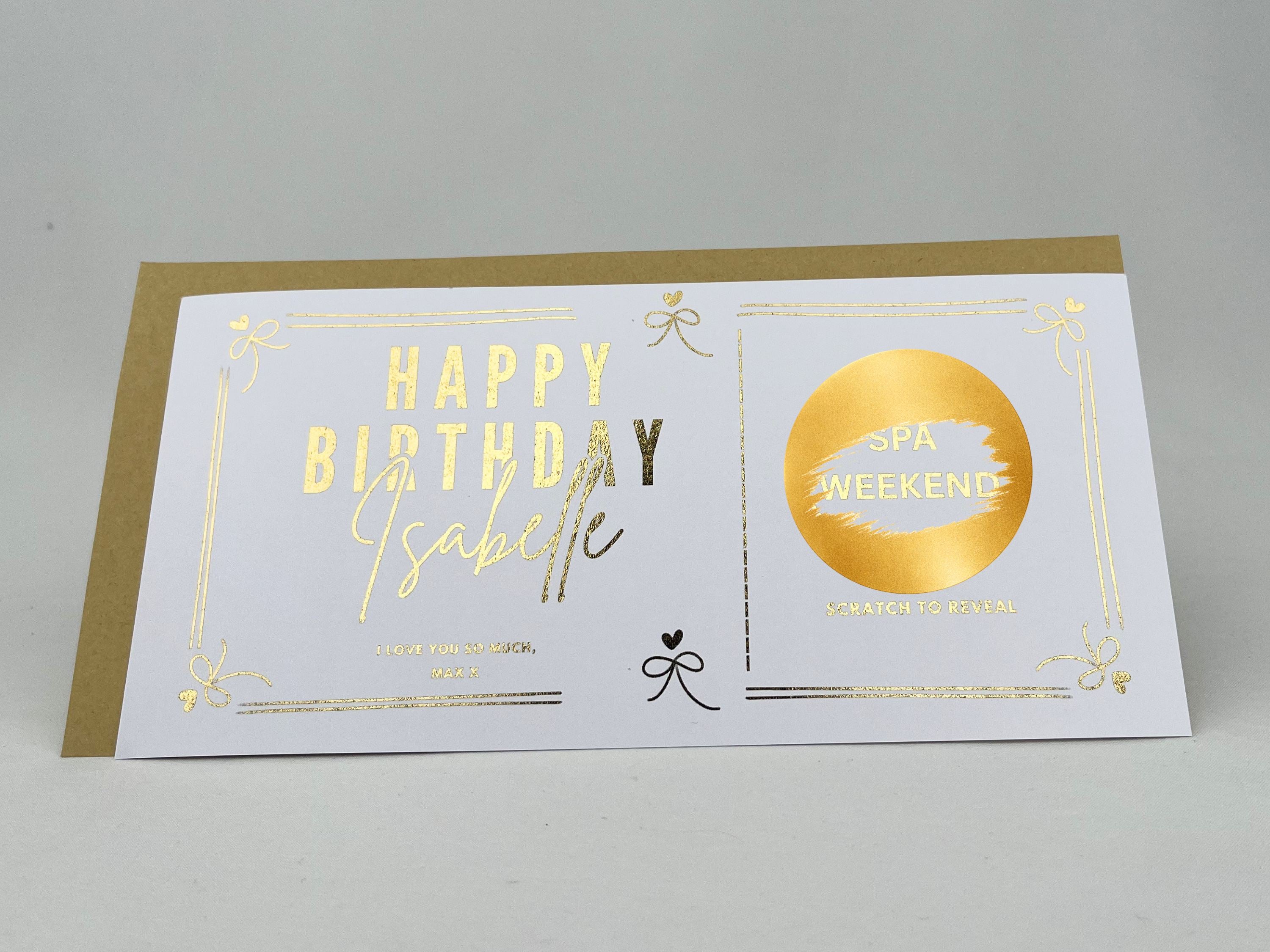 Elegant Birthday Scratch Off Card, Personalised Birthday Surprise Voucher Gift
