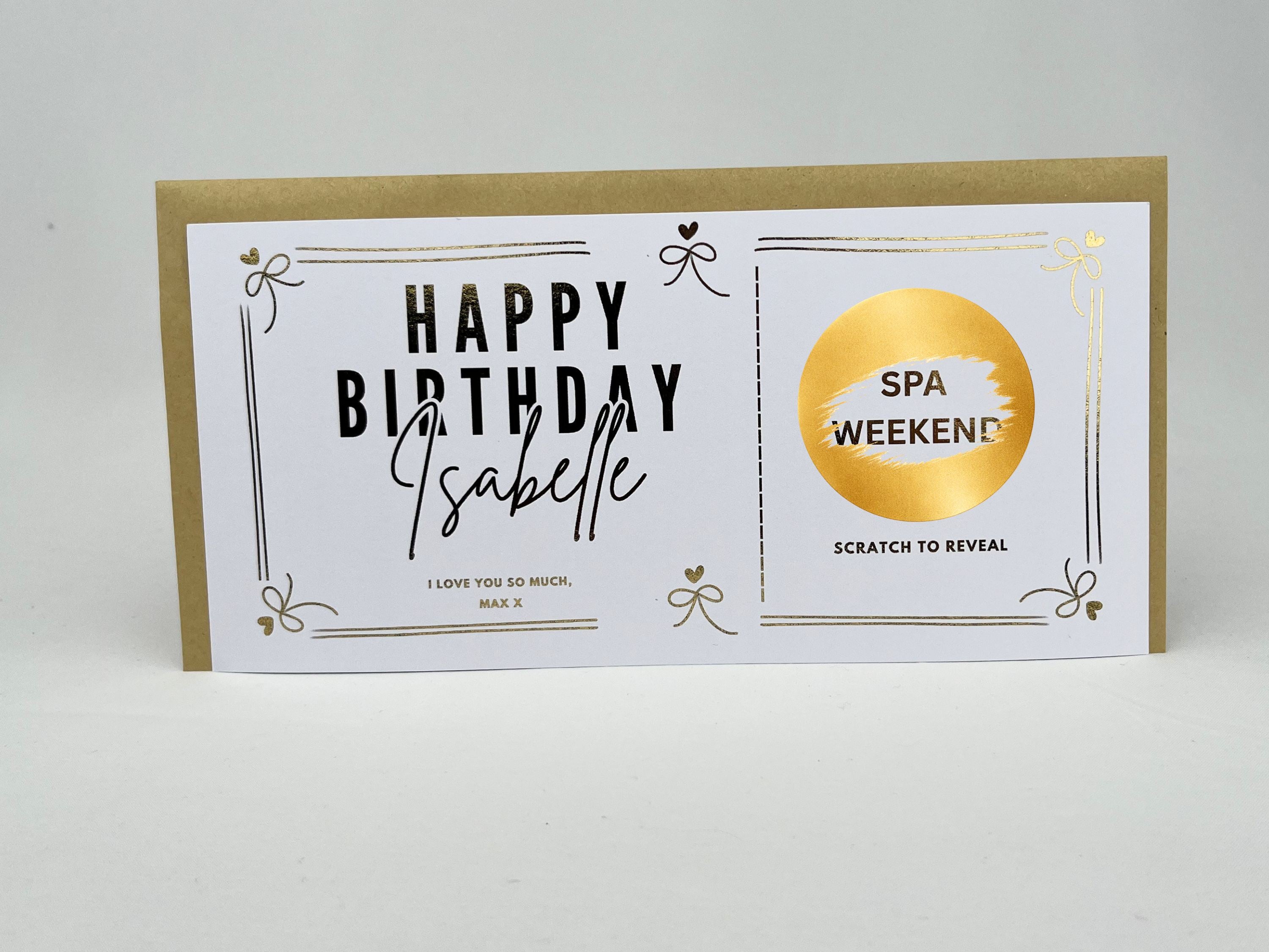 Elegant Birthday Scratch Off Card, Personalised Birthday Surprise Voucher Gift