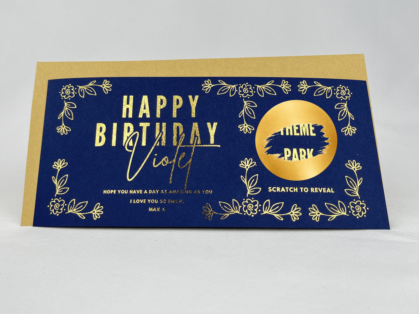 Floral Birthday Scratch Off Card, Personalised Surprise Voucher Gift
