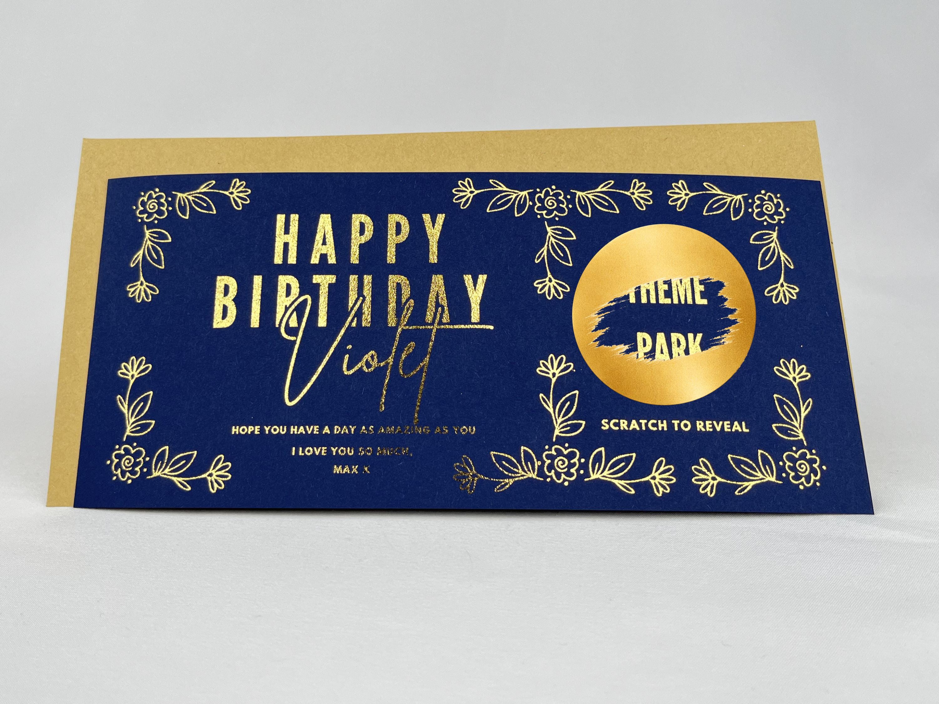 Floral Birthday Scratch Off Card, Personalised Surprise Voucher Gift
