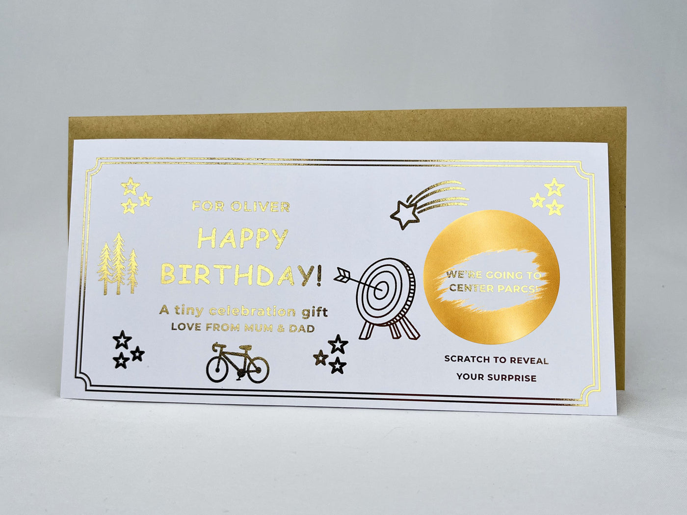 Luxury Personalised Scratch Off Birthday Card | Custom Gold Foil Surprise Reveal Voucher | Elegant Gift Experience Ticket