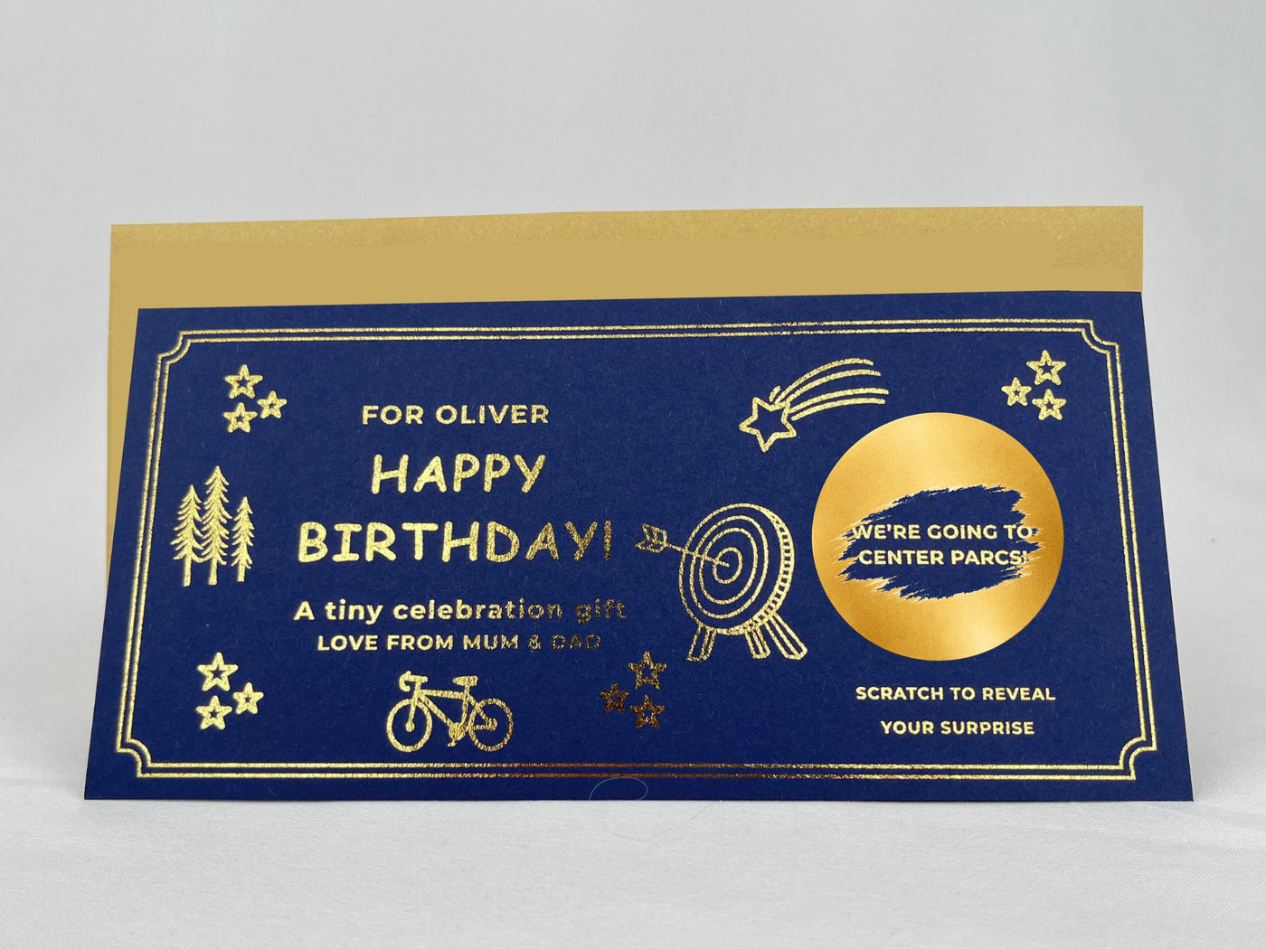 Luxury Personalised Scratch Off Birthday Card | Custom Gold Foil Surprise Reveal Voucher | Elegant Gift Experience Ticket