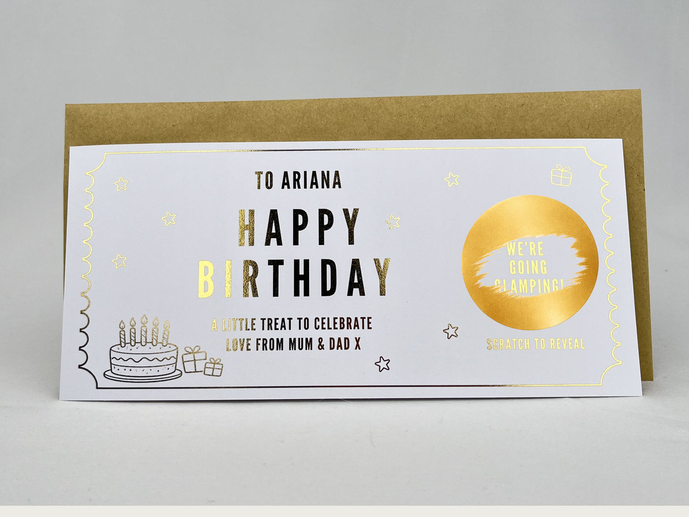 Birthday Scratch Off Card, Personalised Surprise Voucher Gift, Custom Reveal Ticket
