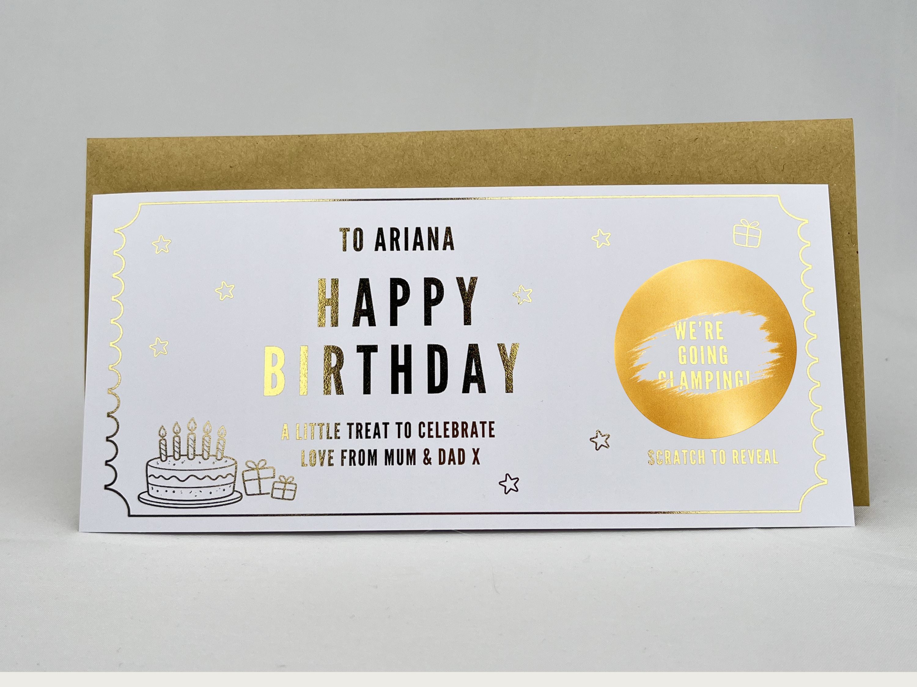 Birthday Scratch Off Card, Personalised Surprise Voucher Gift, Custom Reveal Ticket