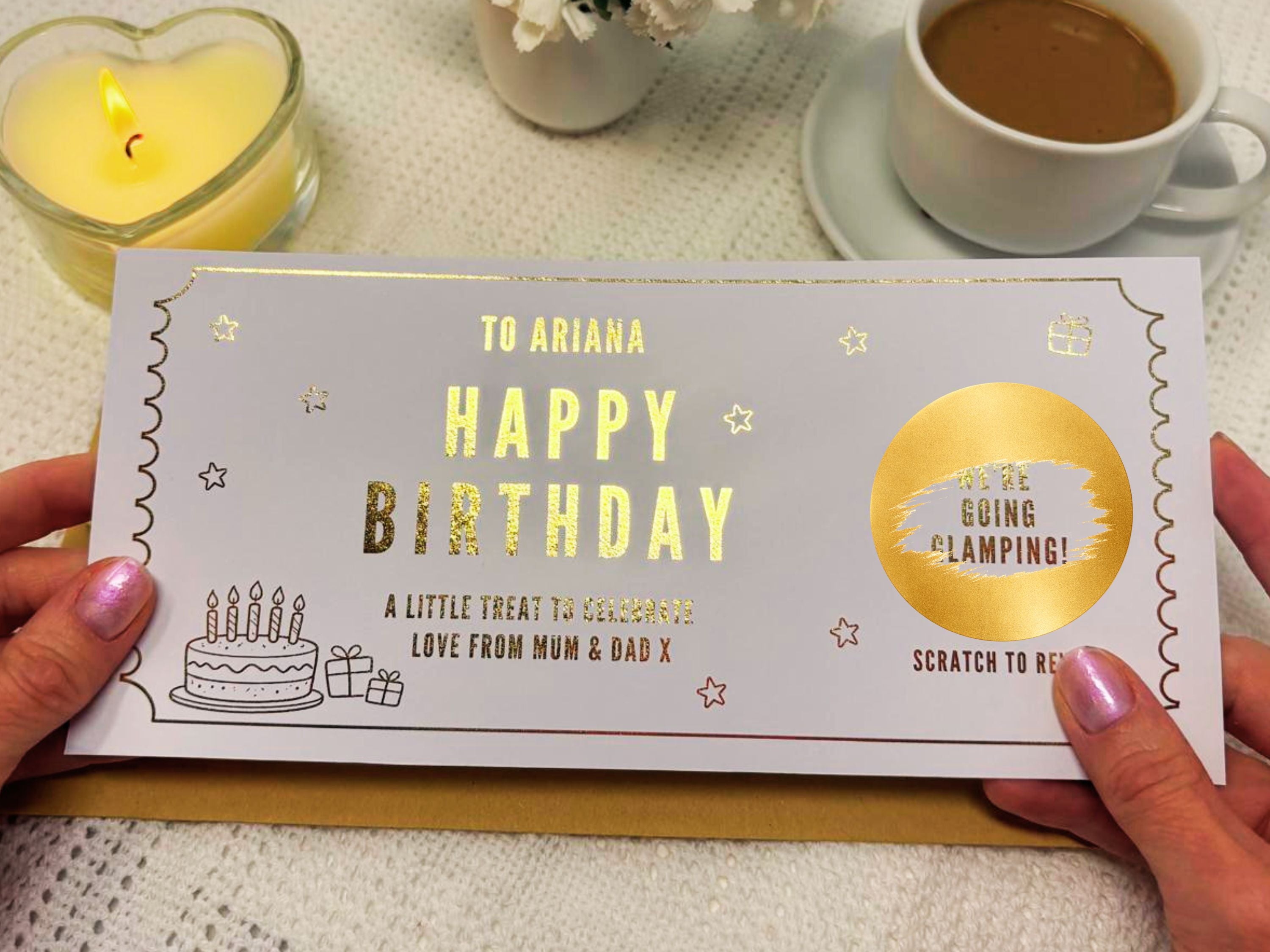 Birthday Scratch Off Card, Personalised Surprise Voucher Gift, Custom Reveal Ticket