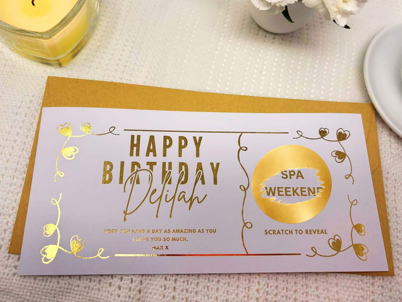 Romantic Birthday Scratch Off Card, Personalised Birthday Surprise Voucher