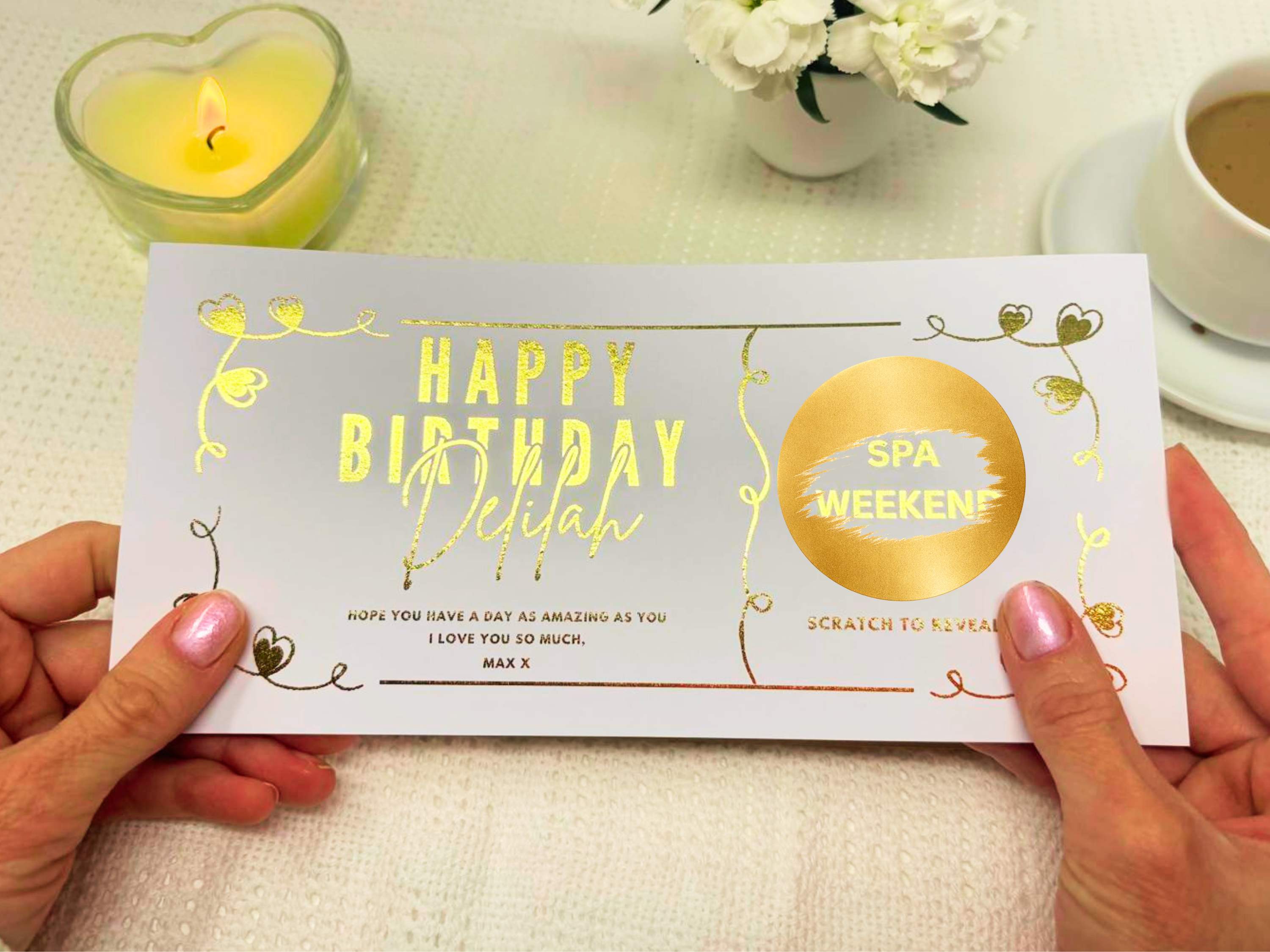 Romantic Birthday Scratch Off Card, Personalised Birthday Surprise Voucher
