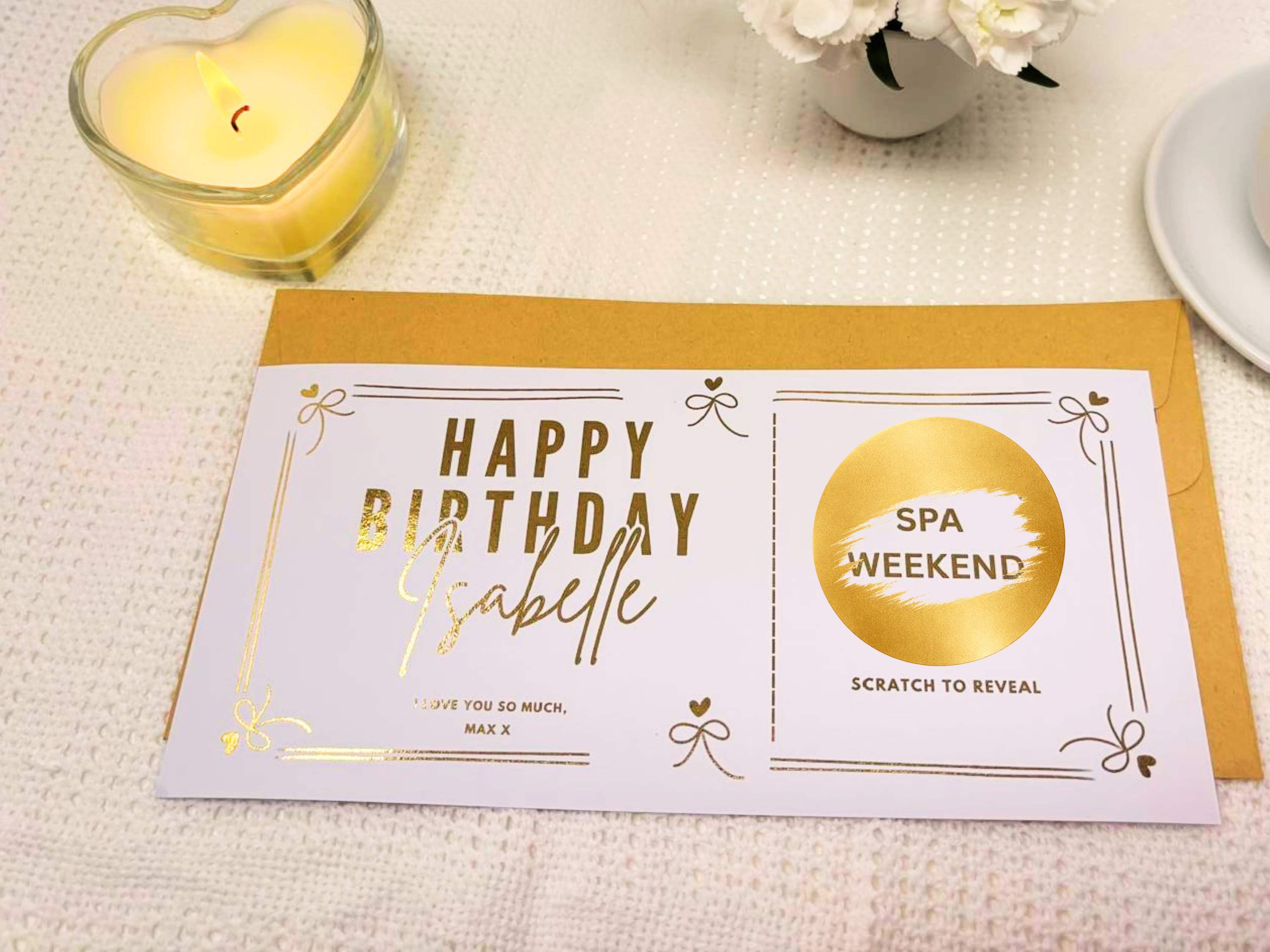 Elegant Birthday Scratch Off Card, Personalised Birthday Surprise Voucher Gift