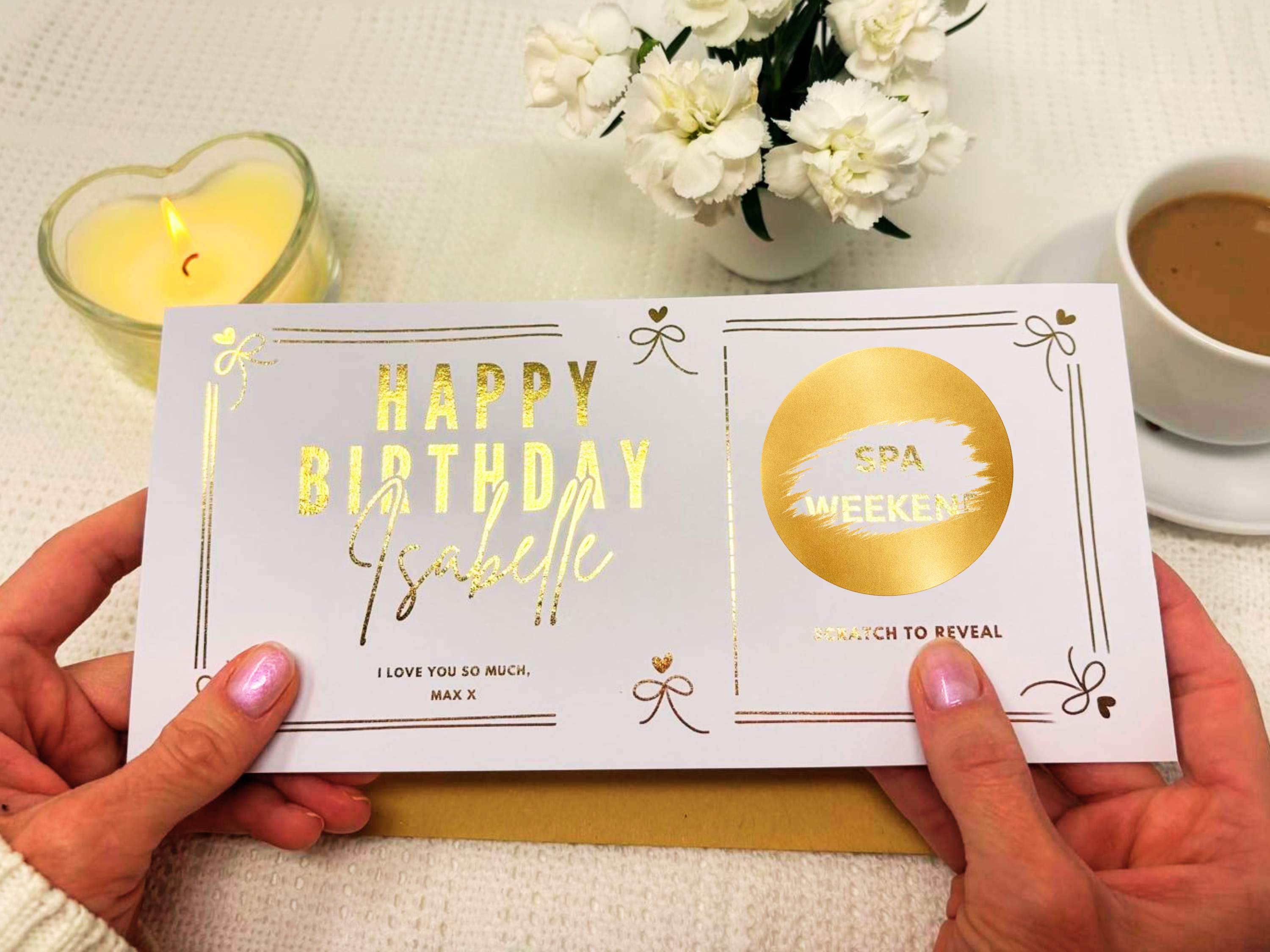 Elegant Birthday Scratch Off Card, Personalised Birthday Surprise Voucher Gift