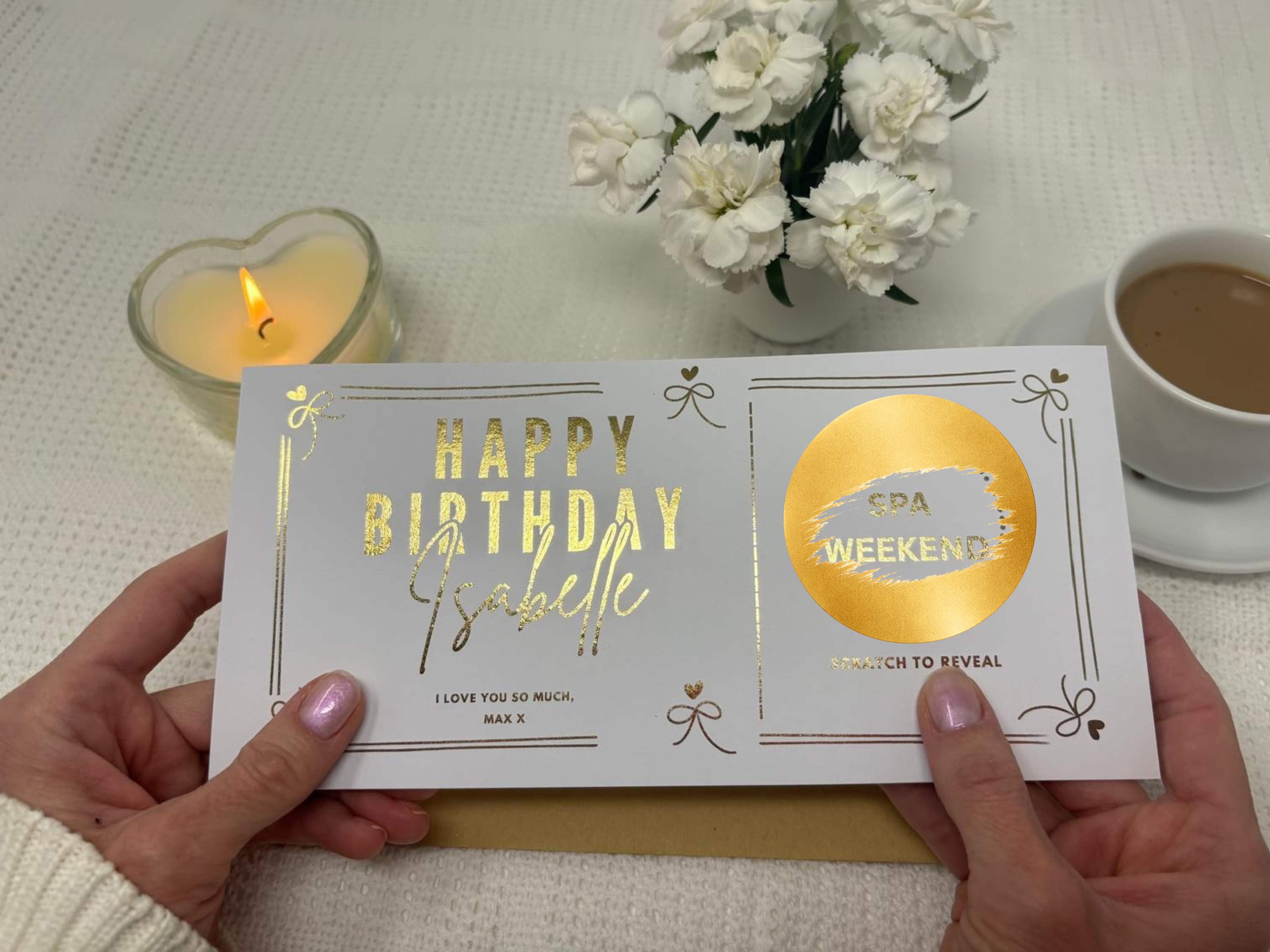Elegant Birthday Scratch Off Card, Personalised Birthday Surprise Voucher Gift