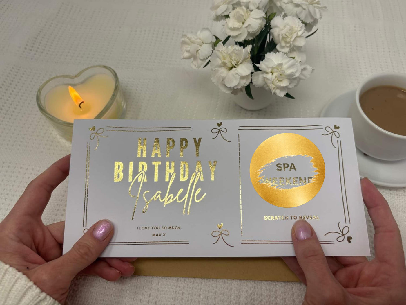 Elegant Birthday Scratch Off Card, Personalised Birthday Surprise Voucher Gift