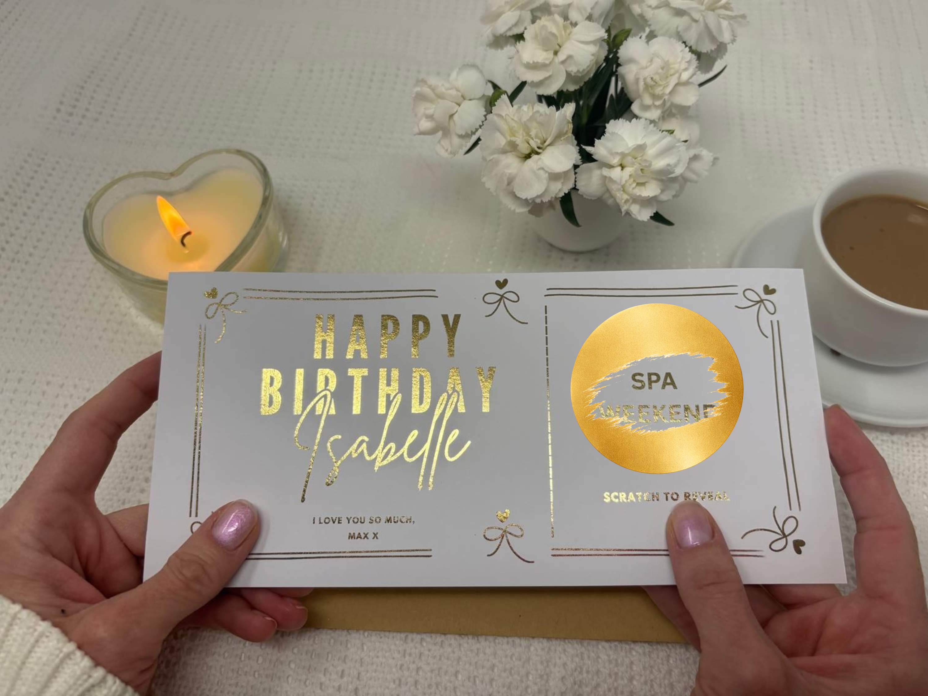 Elegant Birthday Scratch Off Card, Personalised Birthday Surprise Voucher Gift