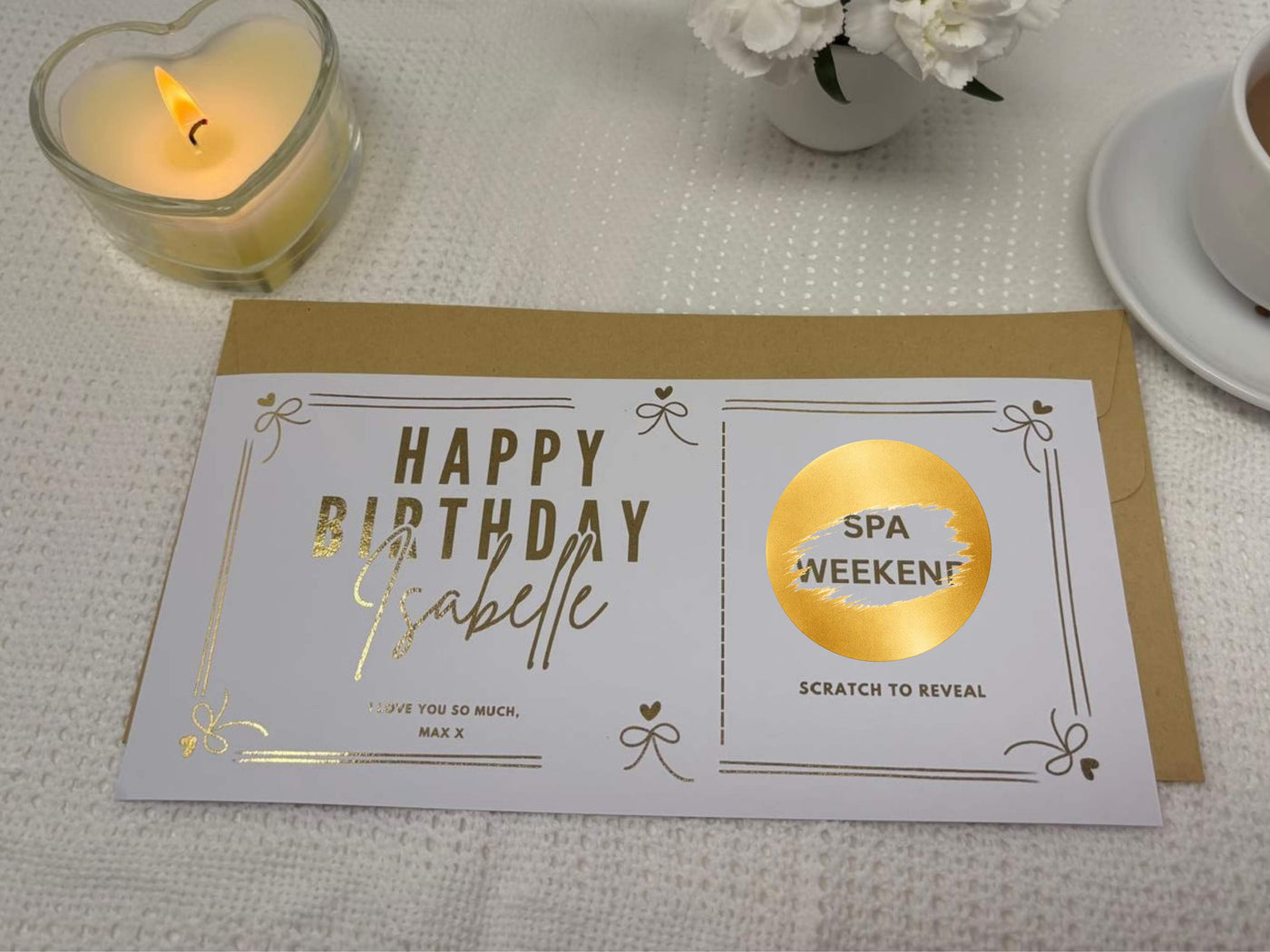 Elegant Birthday Scratch Off Card, Personalised Birthday Surprise Voucher Gift