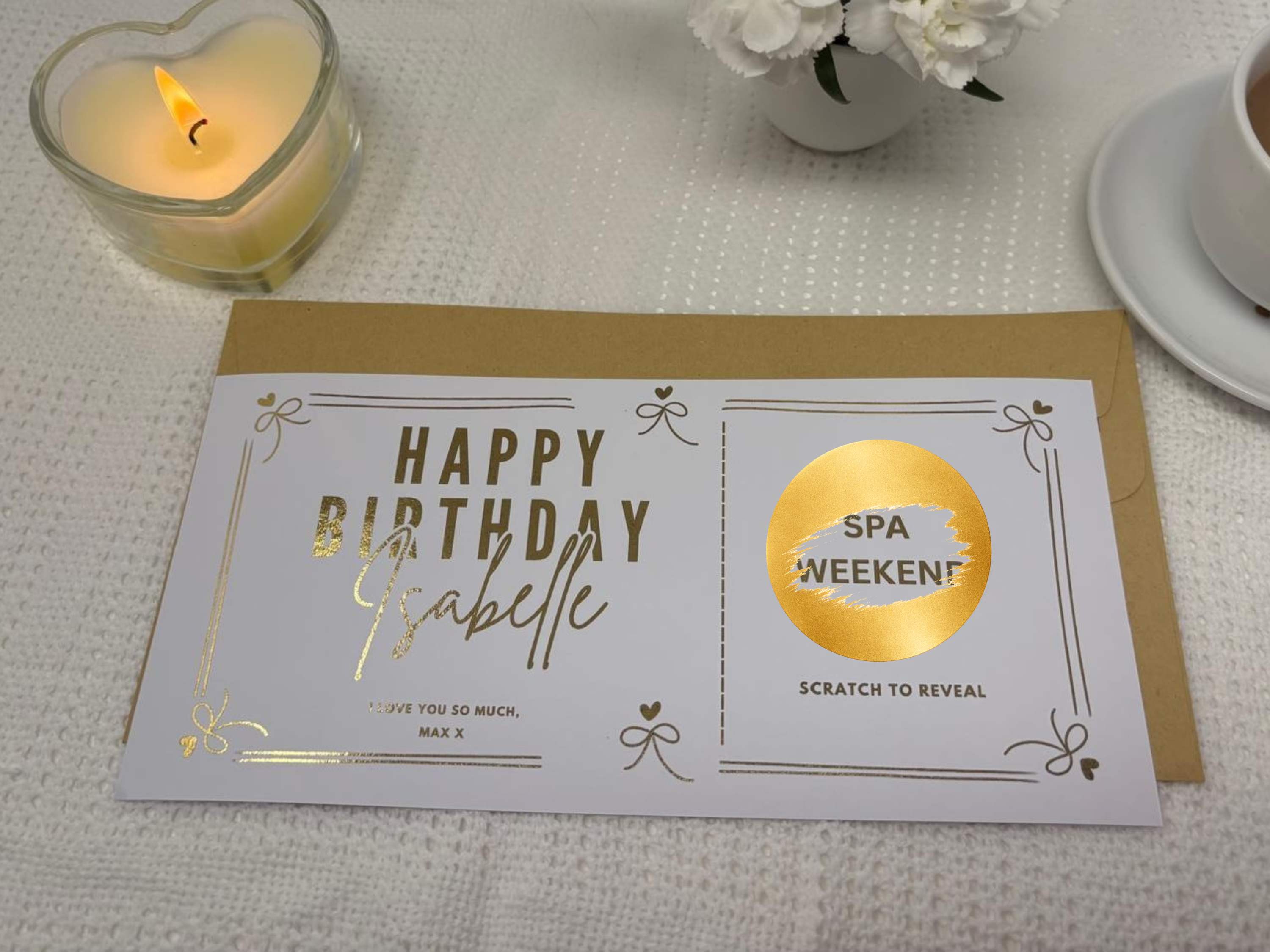 Elegant Birthday Scratch Off Card, Personalised Birthday Surprise Voucher Gift