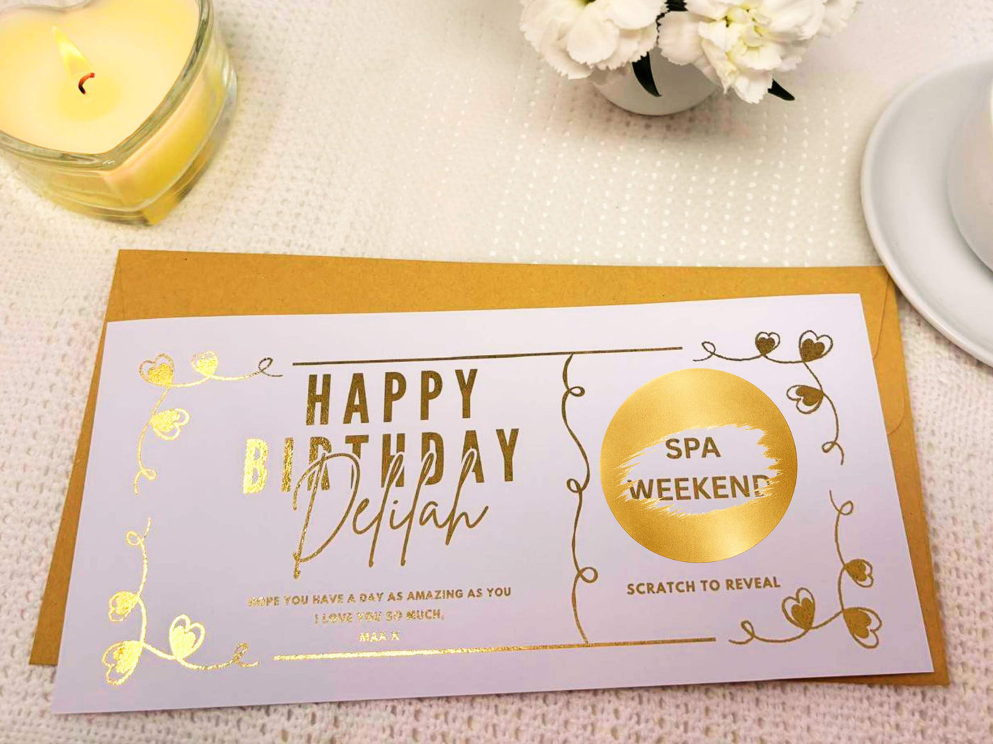 Romantic Birthday Scratch Off Card, Personalised Birthday Surprise Voucher