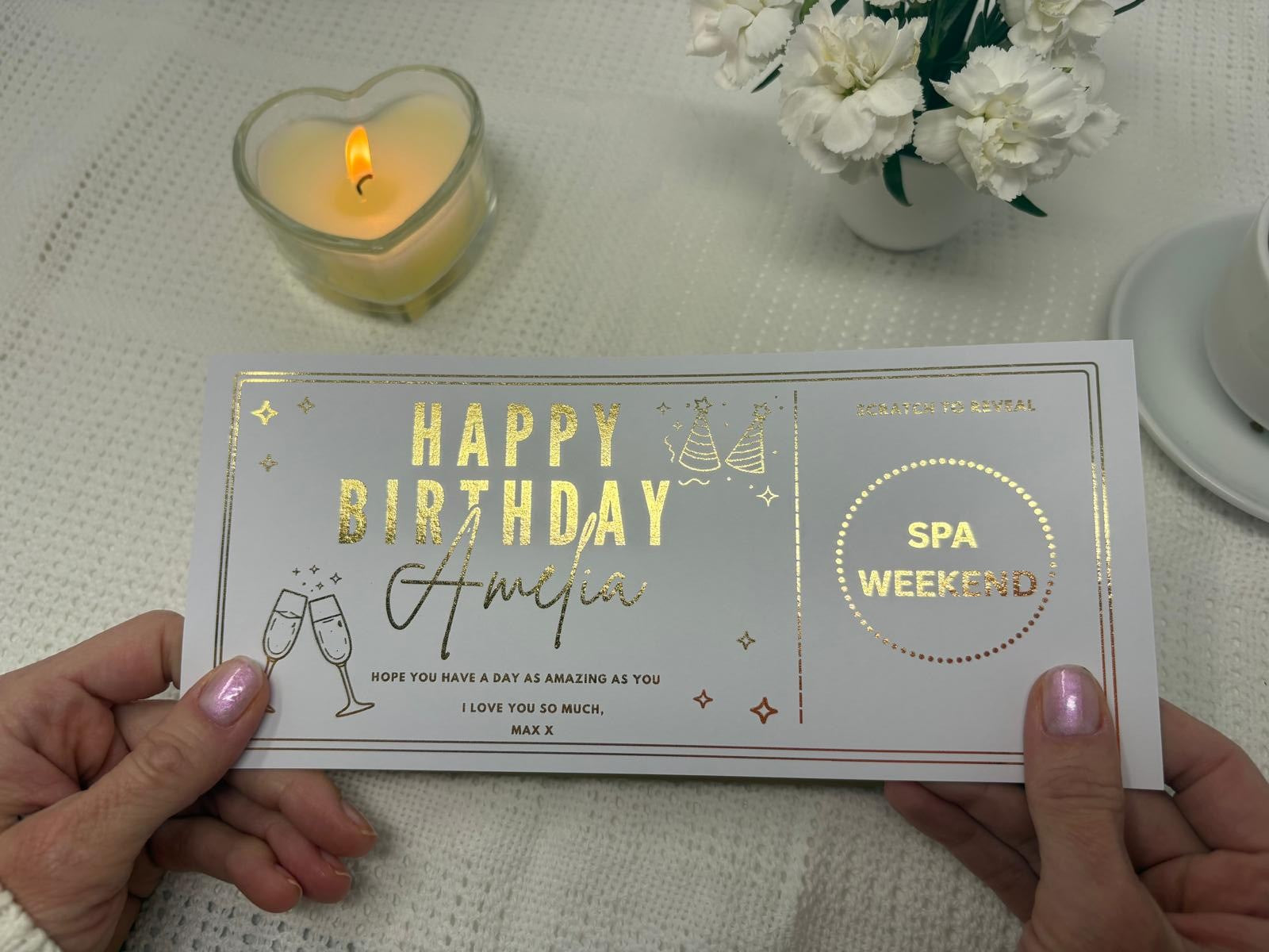 Personalized Gold Foil Scratch-Off Surprise Reveal Gift Card