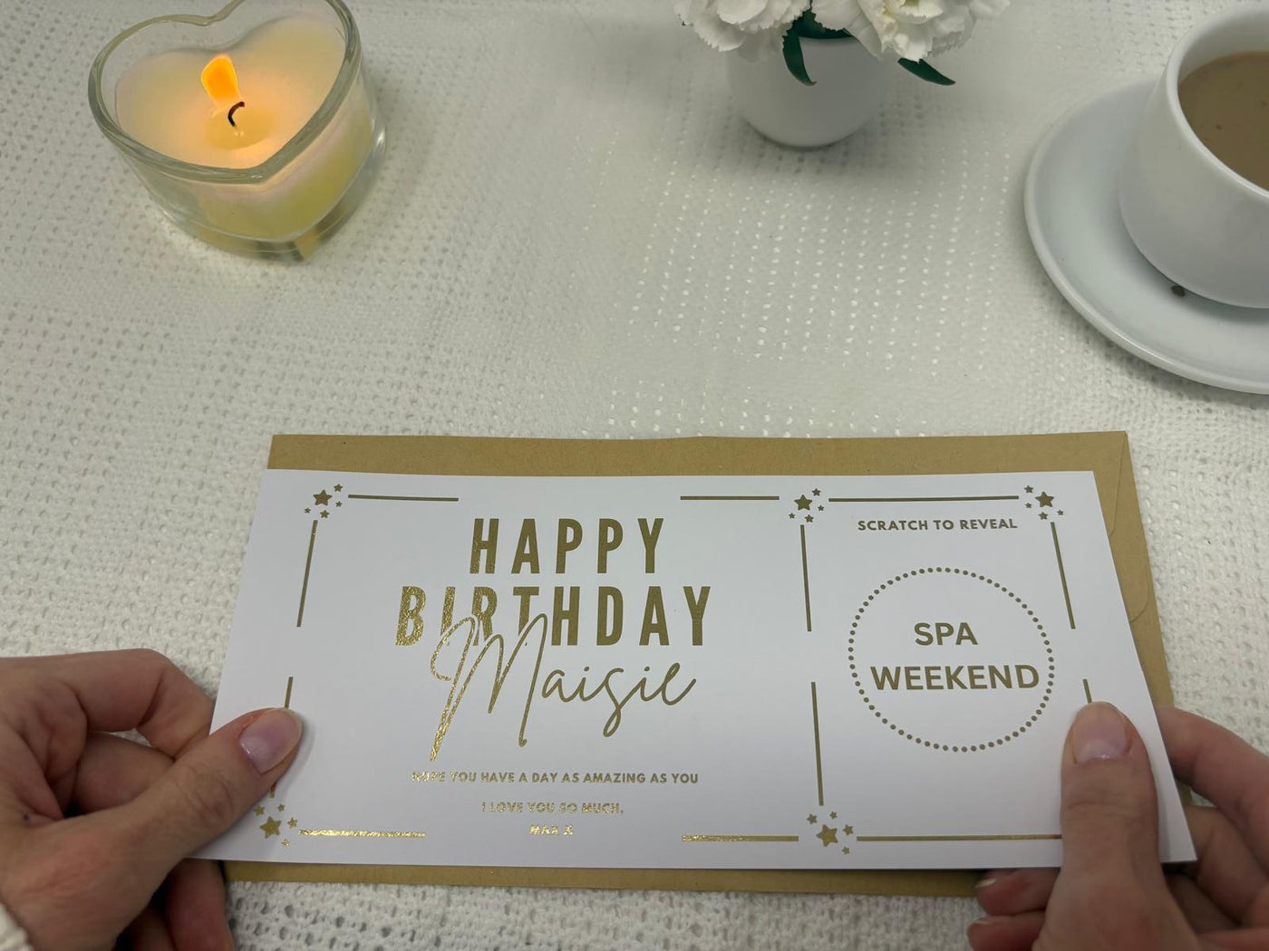 Personalised Gold Foil Scratch-Off Reveal Card for Any Occasion
