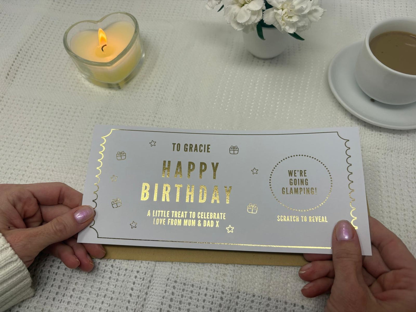 Personalised Golden Ticket Scratch Reveal Card