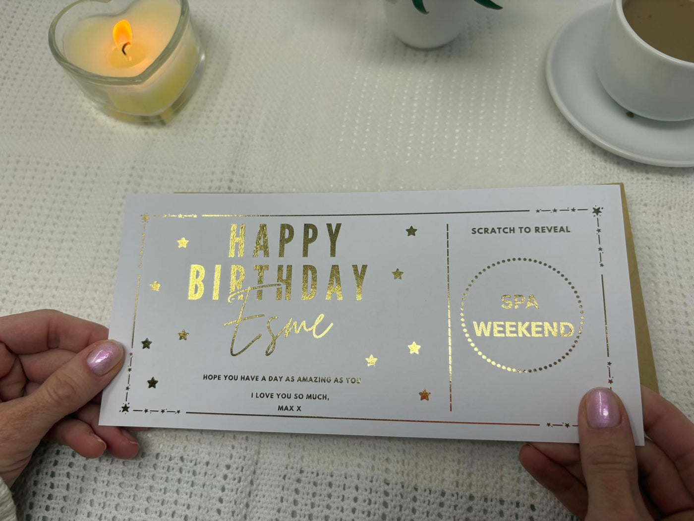Personalised Gold Foil Star Border Scratch Reveal Card