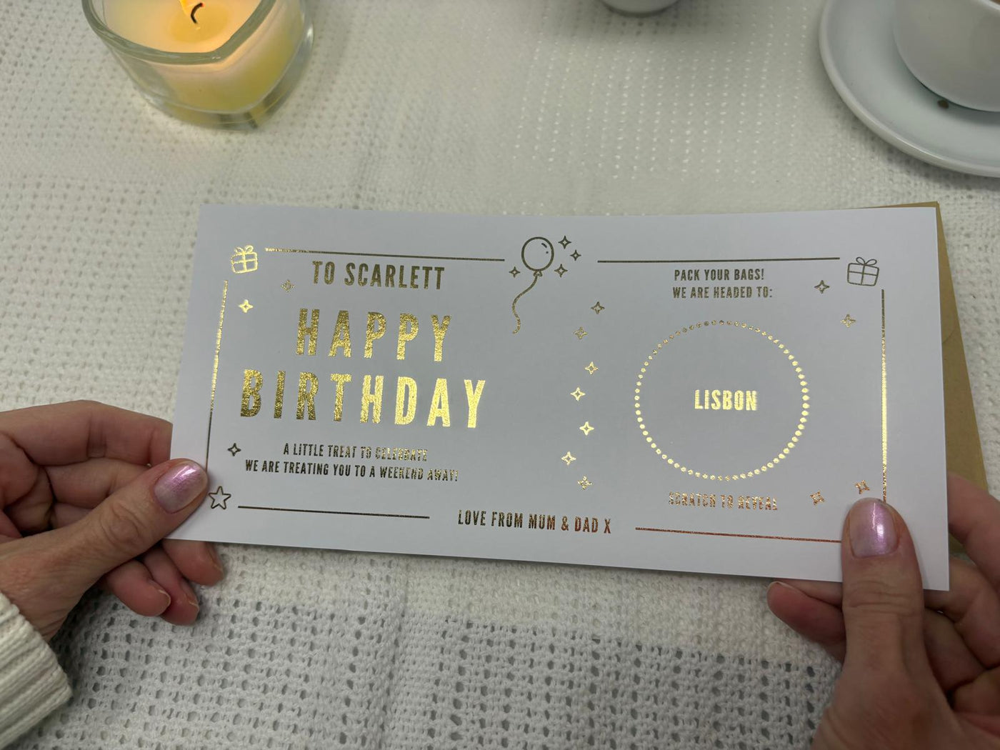 Personalised Gold Foil Milestone Celebration Scratch Card
