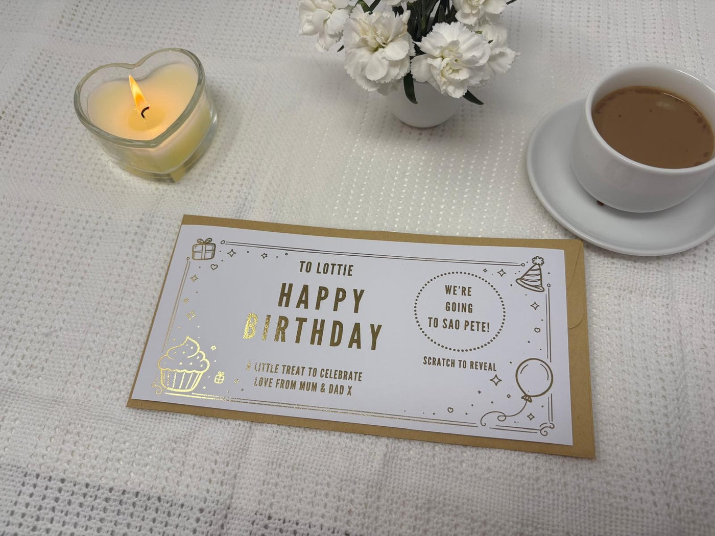 Personalised Gold Birthday Surprise Gift Voucher Scratch Card