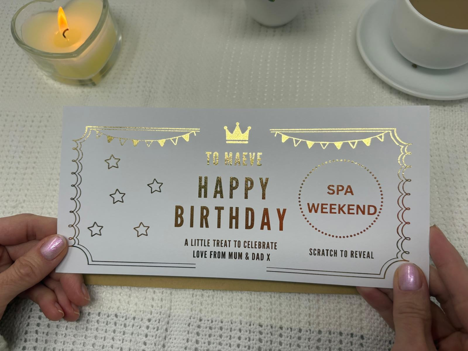 Personalised Gold Crown Birthday Scratch Reveal Gift Voucher