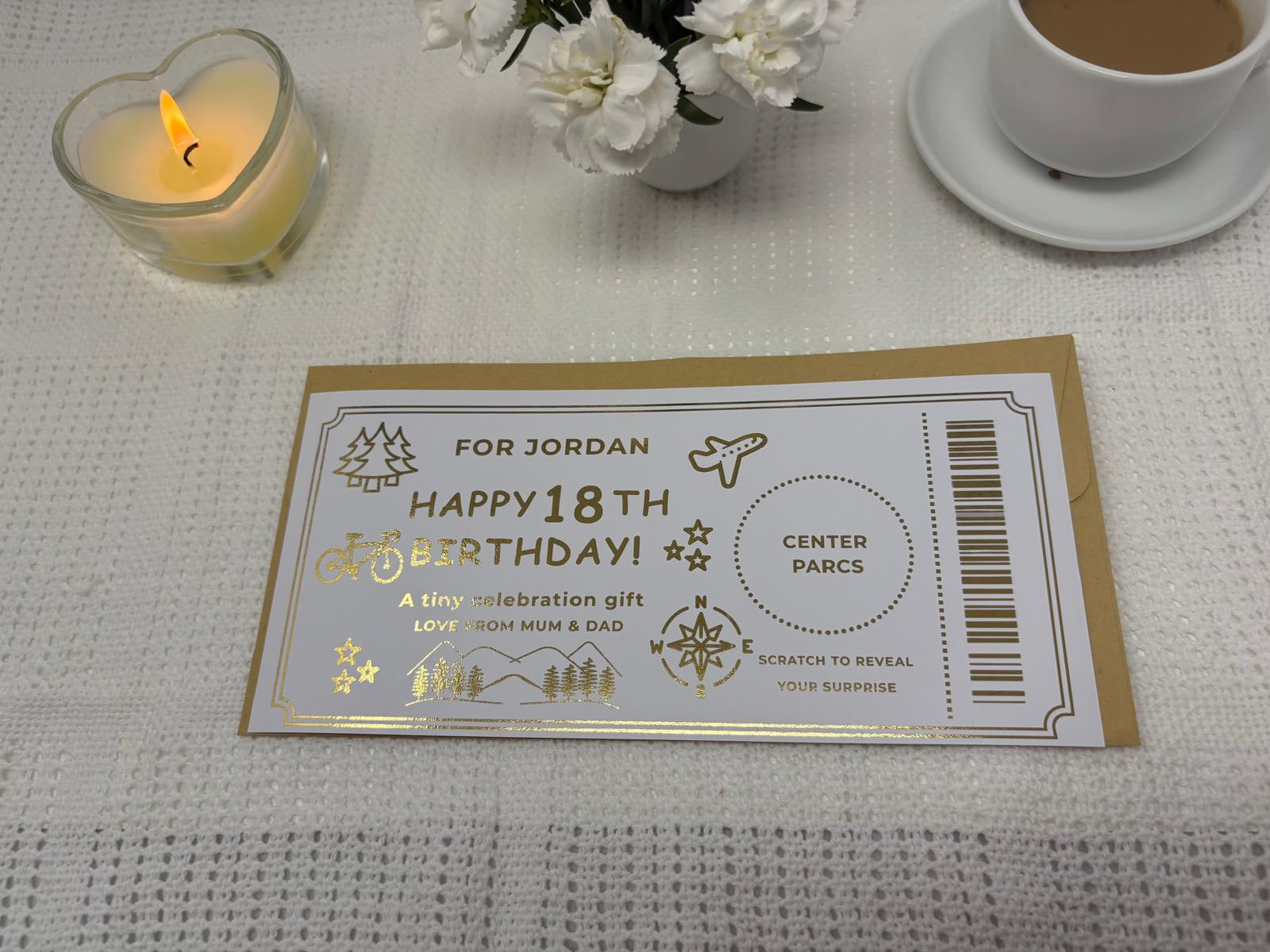 Personalised Gold Travel Adventure Birthday Scratch Reveal Ticket