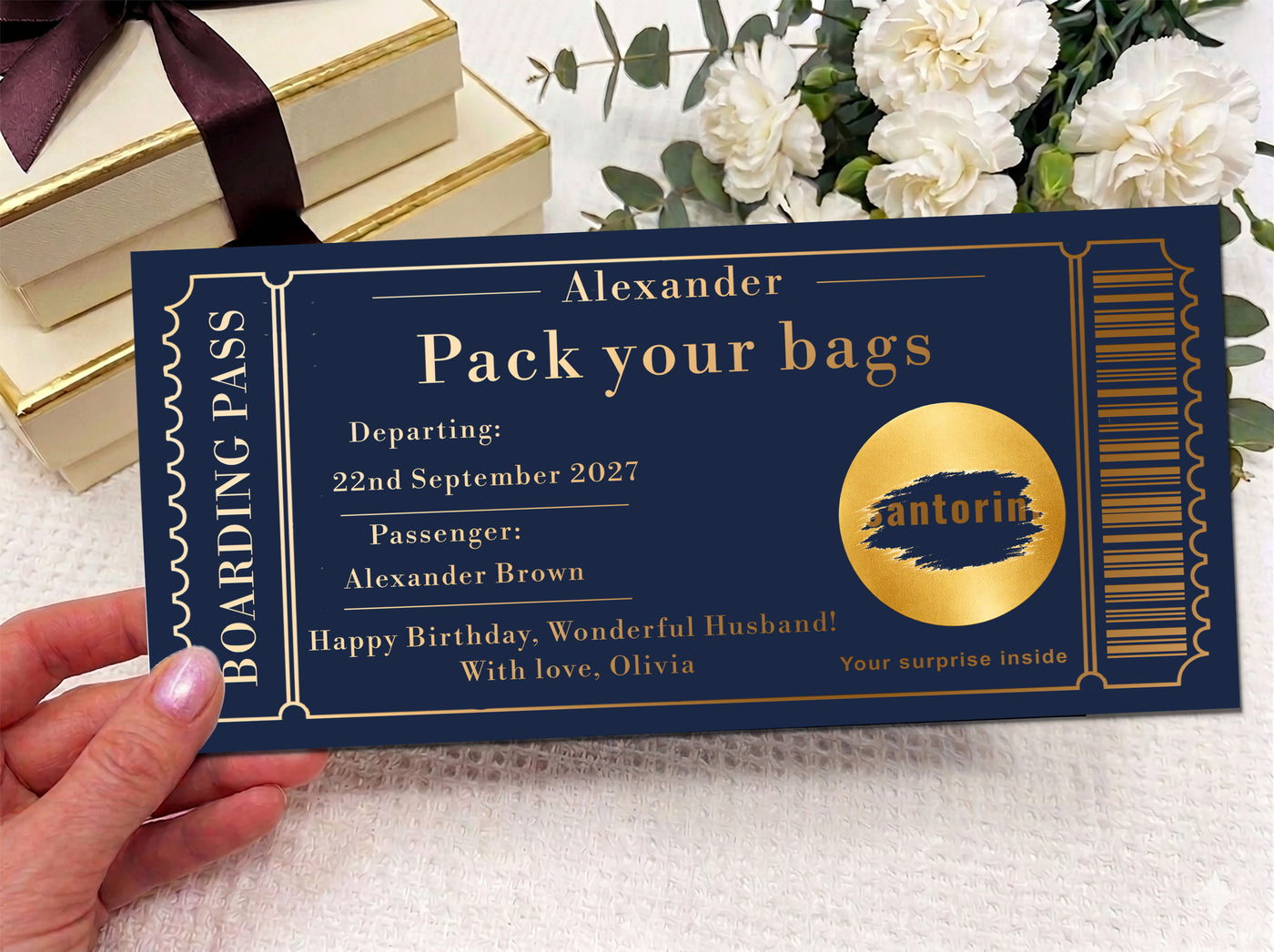 Personalised Boarding Pass Scratch Card – Travel Surprise Gift Voucher UK
