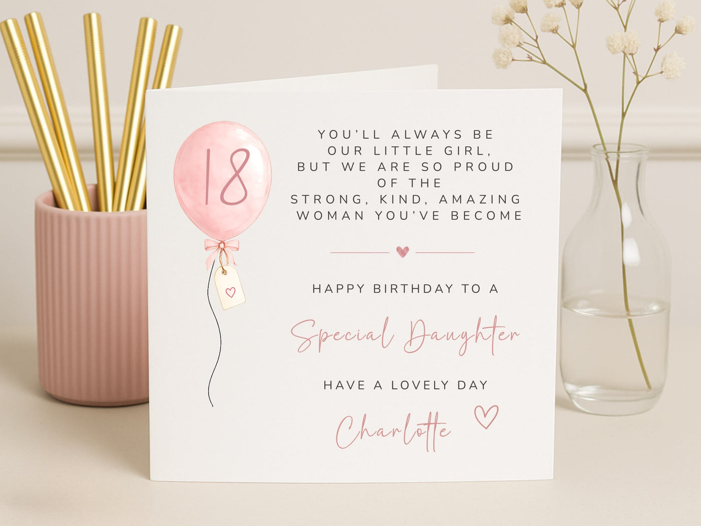 Personalised Daughter Birthday Card with Balloon  - Custom Age Milestone Card for Daughter