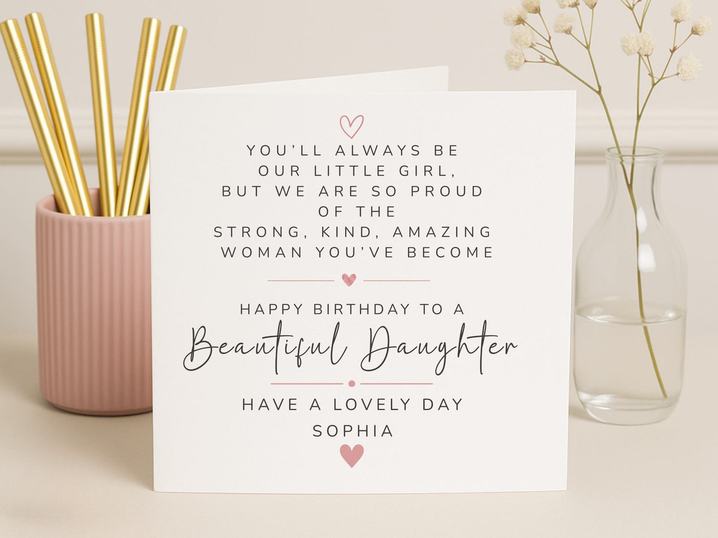 Personalised Daughter Birthday Card - Sentimental Verse Keepsake