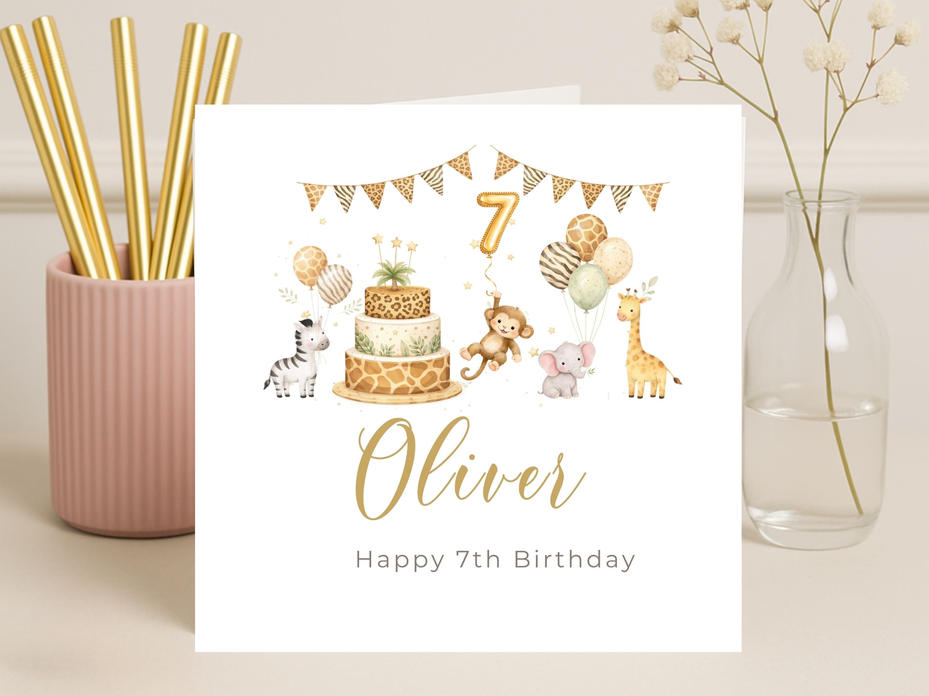Personalised Safari Birthday Card for Child - Jungle Animals Birthday
