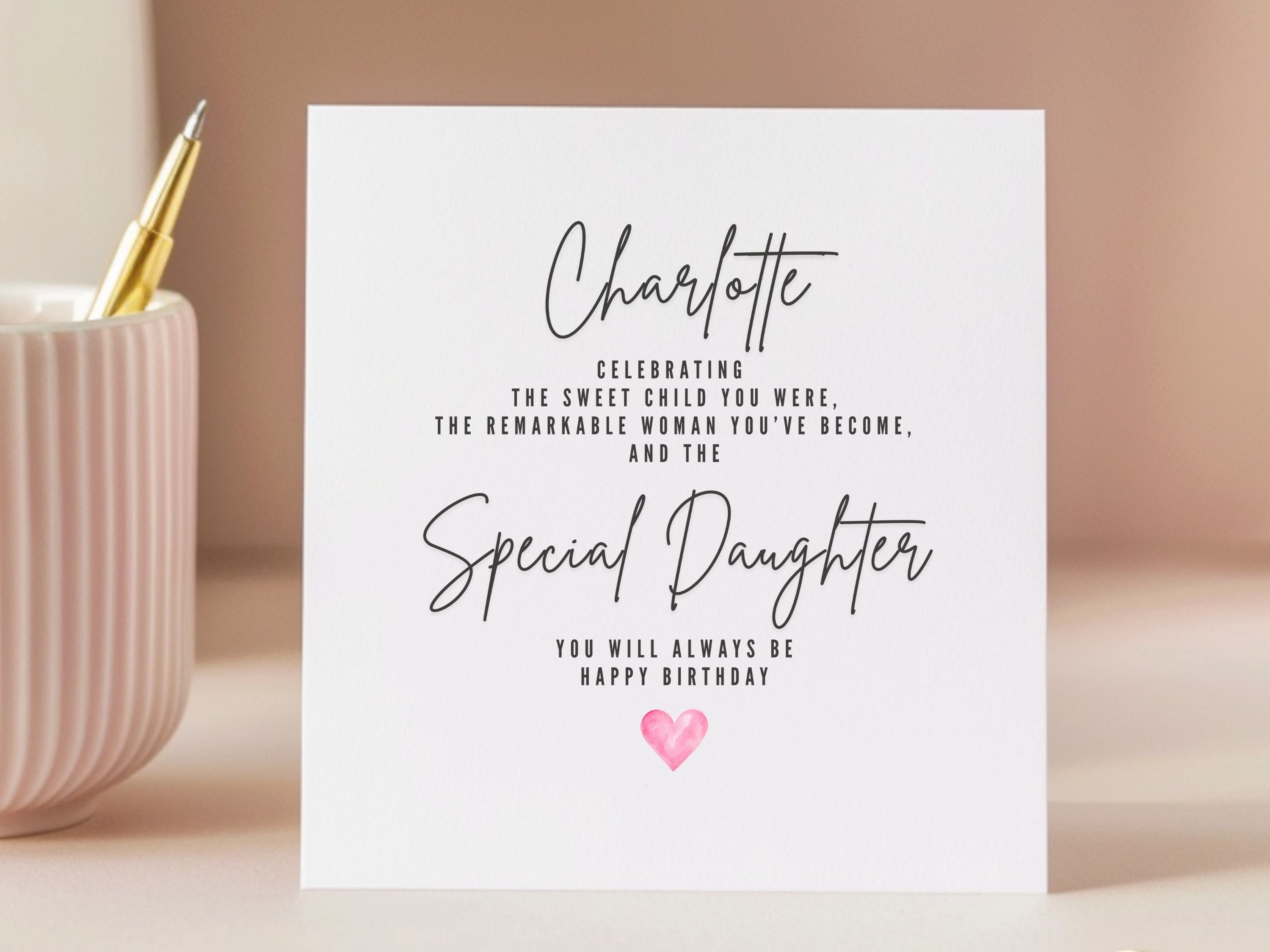 Personalised 'Special Daughter' Birthday Card - Elegant Sentimental Poem Card for Milestone Birthdays