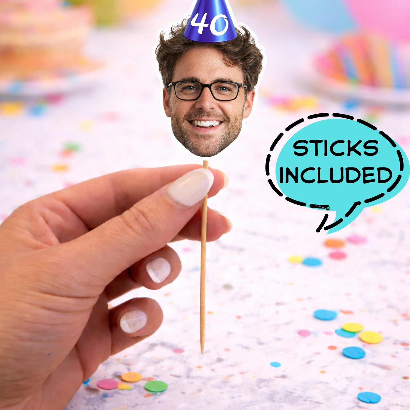 120x Personalised 70th Birthday Cupcake Toppers, Photo Cake Toppers, Custom Adult Birthday Party Decorations