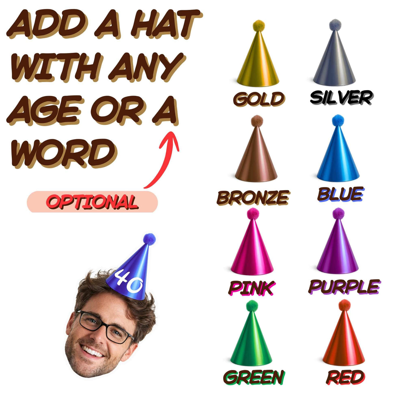 120x Personalised 70th Birthday Cupcake Toppers, Photo Cake Toppers, Custom Adult Birthday Party Decorations