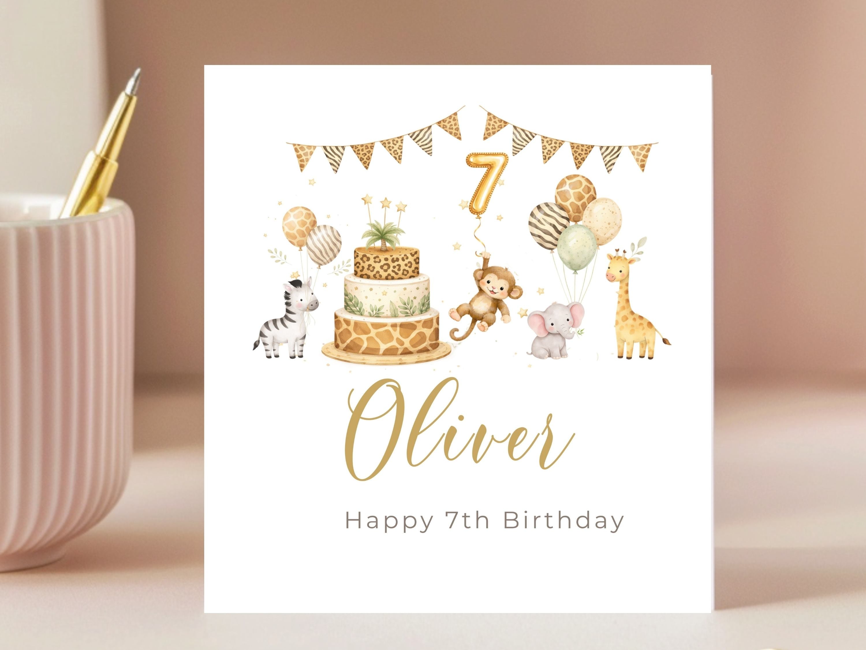 Personalised Safari Birthday Card for Child - Jungle Animals Birthday