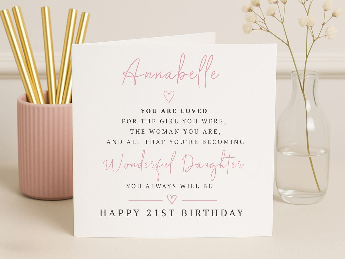 Personalised 21st Birthday Card for Daughter - Sentimental Wonderful Daughter Poem Card