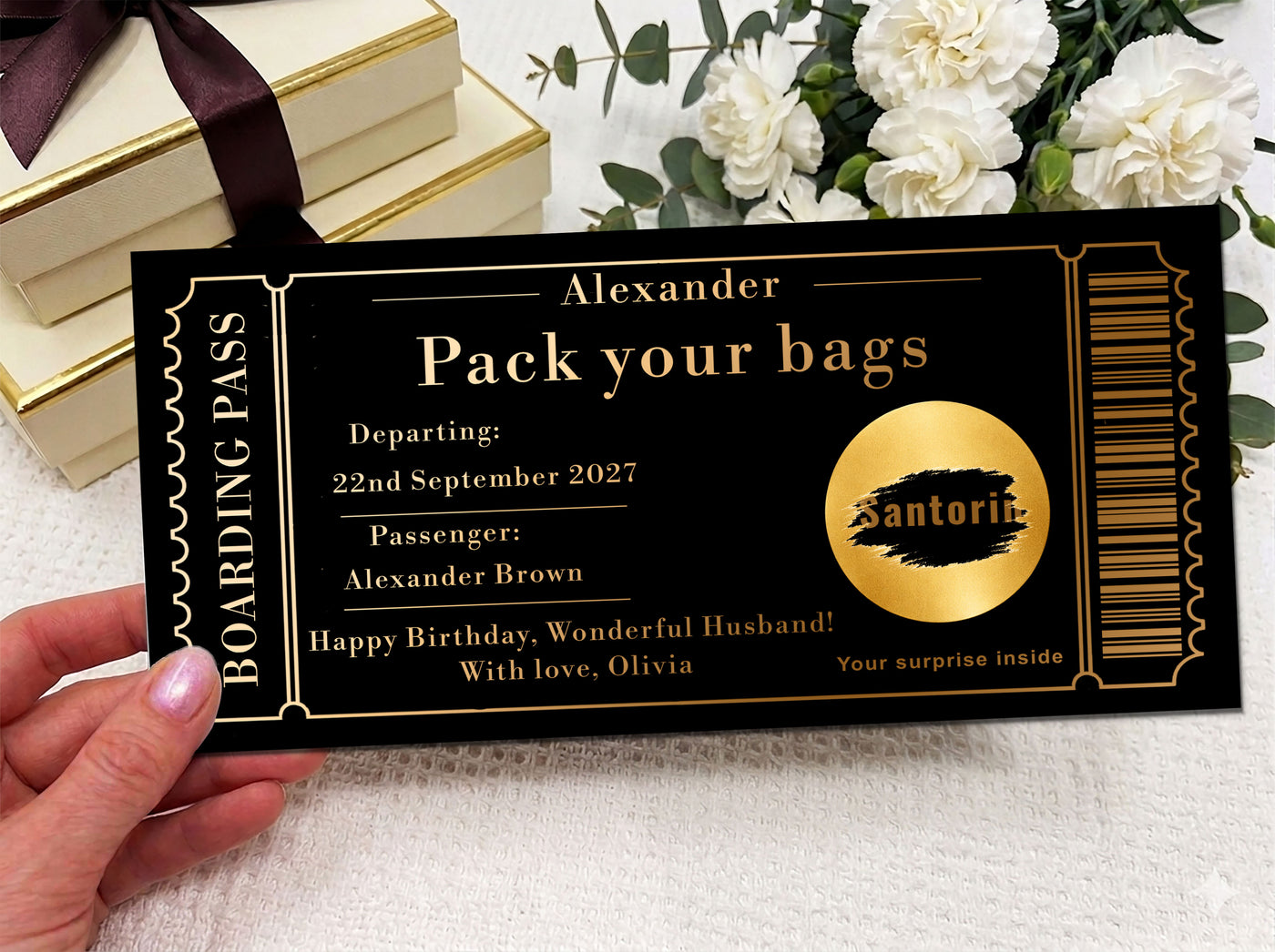 Personalised Boarding Pass Scratch Card – Travel Surprise Gift Voucher UK
