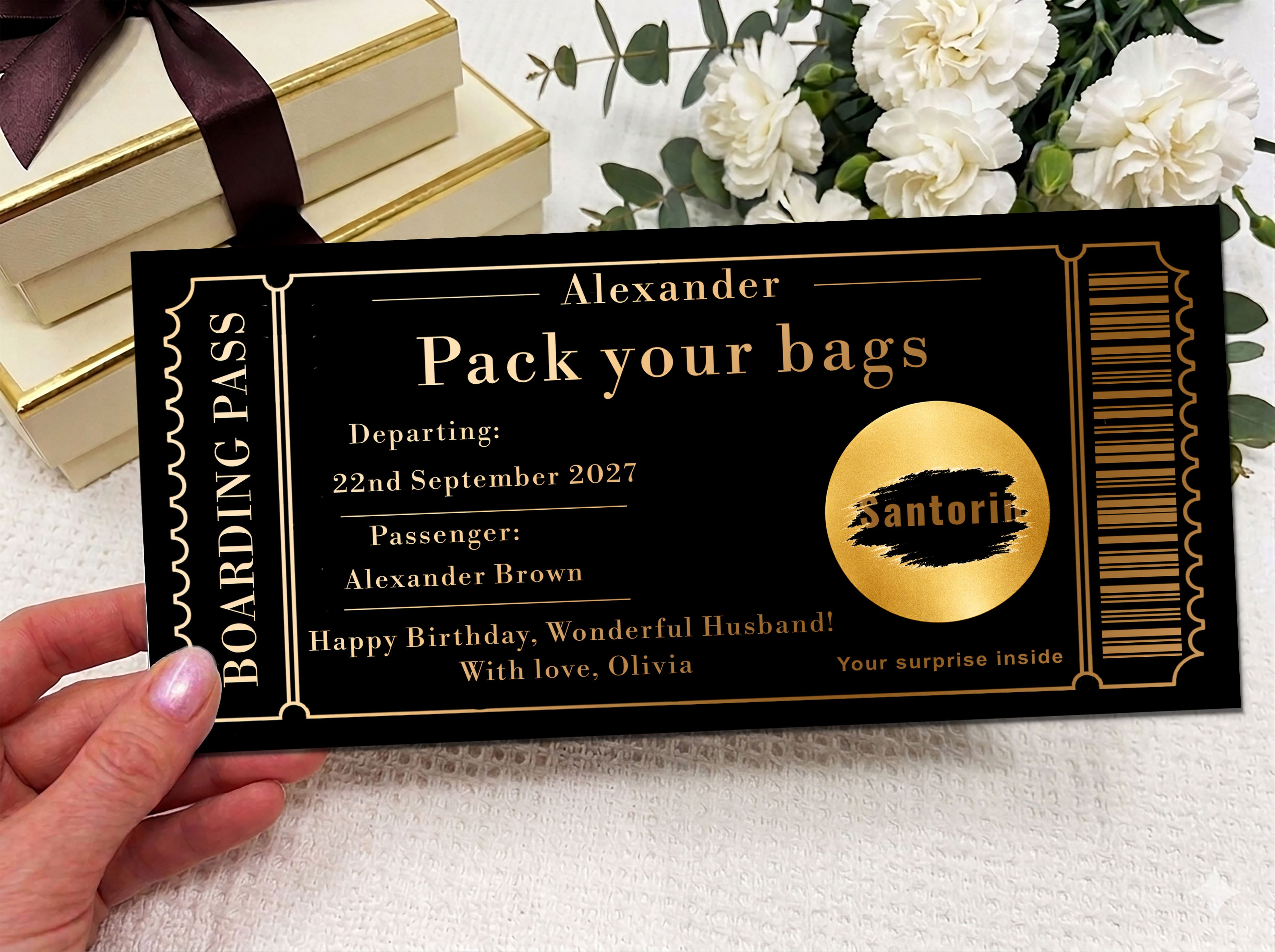 Personalised Boarding Pass Scratch Card – Travel Surprise Gift Voucher UK
