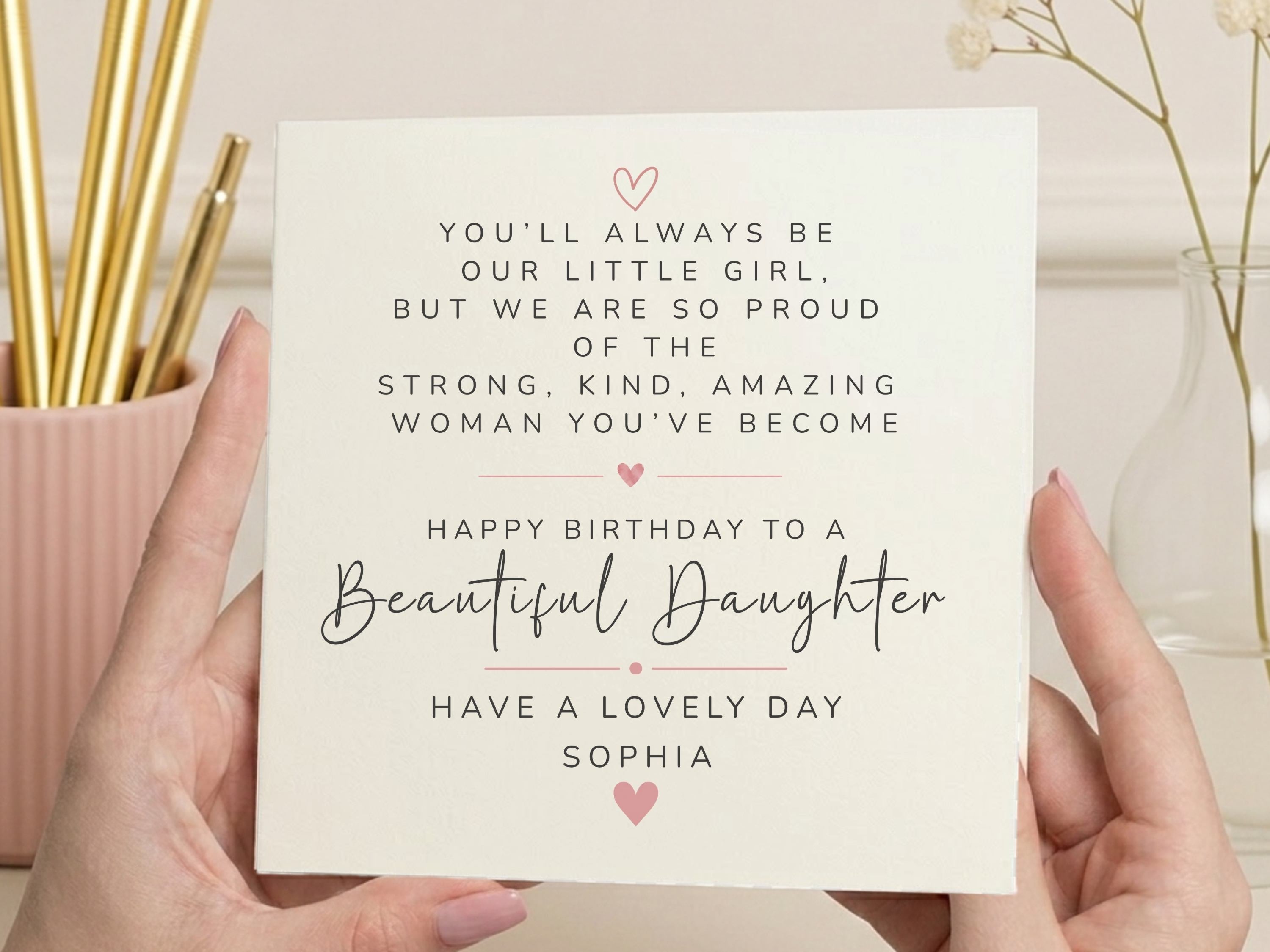 Personalised Daughter Birthday Card - Sentimental Verse Keepsake