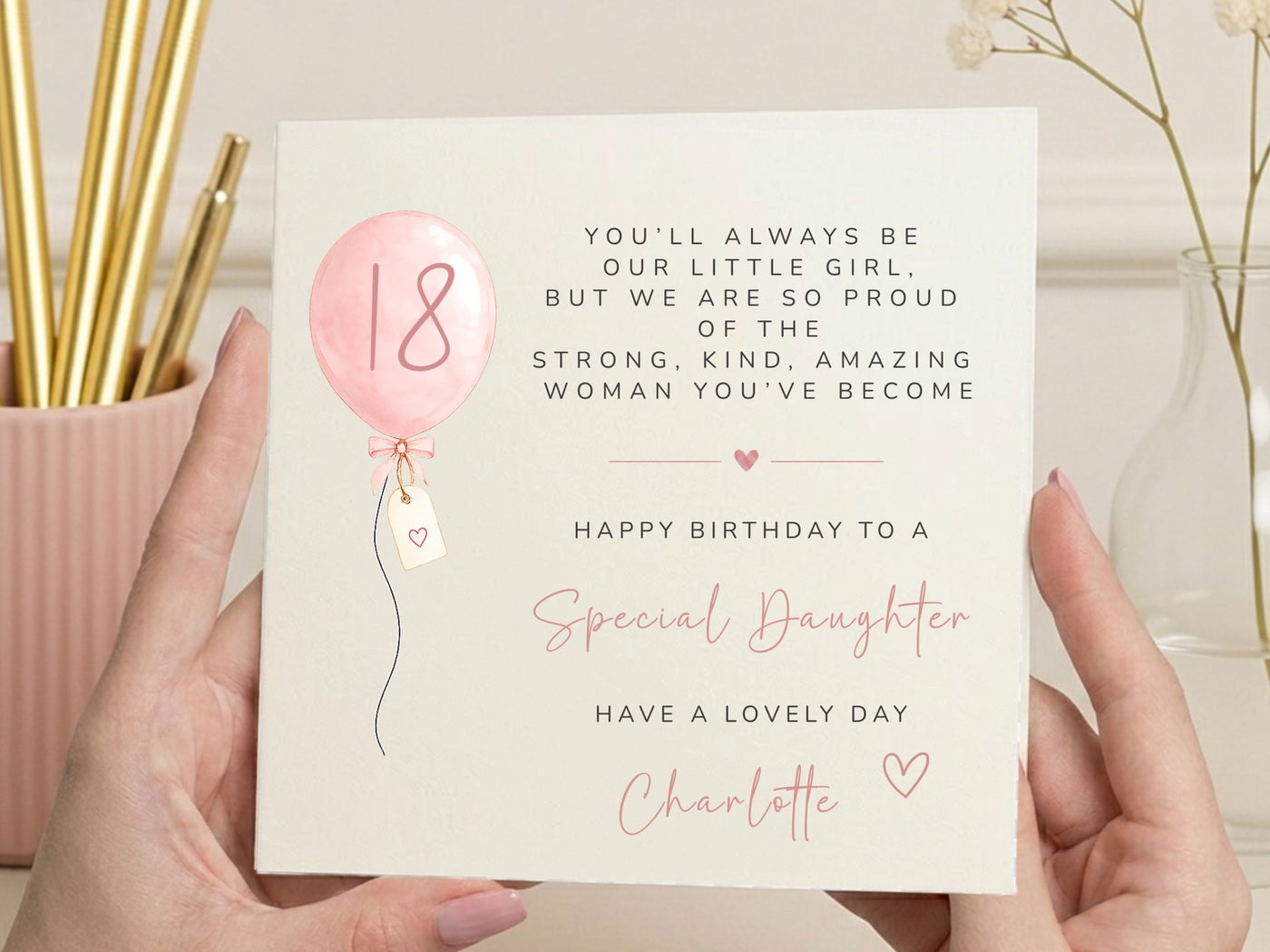 Personalised Daughter Birthday Card with Balloon  - Custom Age Milestone Card for Daughter