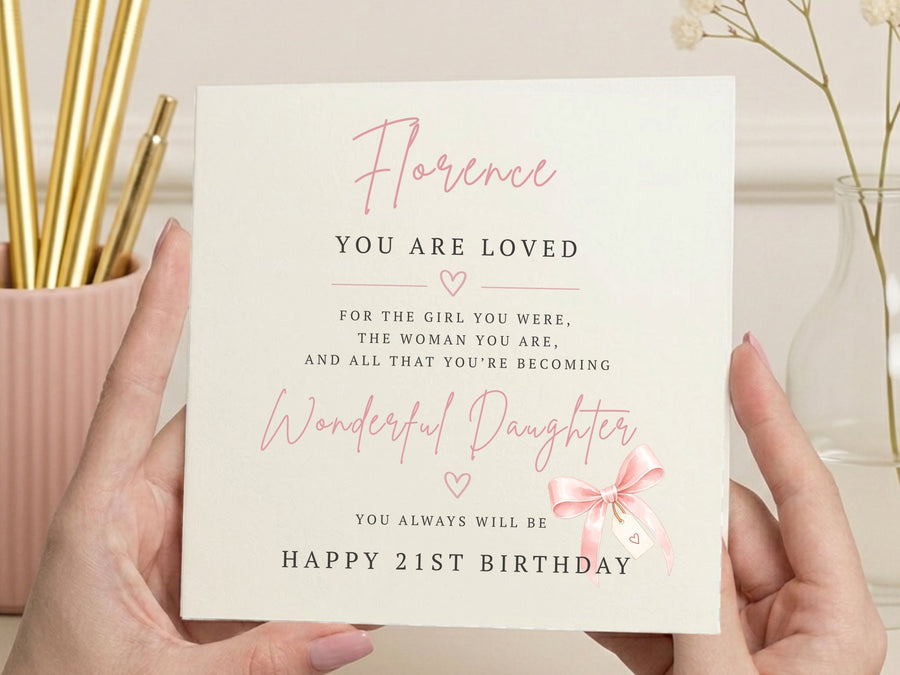 Personalised Wonderful Daughter Birthday Card - Any Age - Sentimental Verse Milestone Keepsake (16th, 18th, 21st, 30th)
