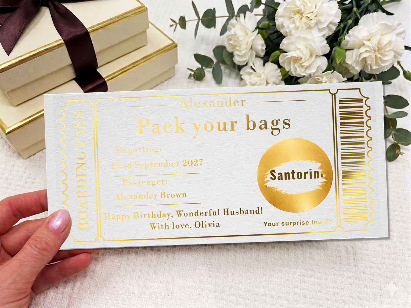 Personalised Boarding Pass Scratch Card – Travel Surprise Gift Voucher UK