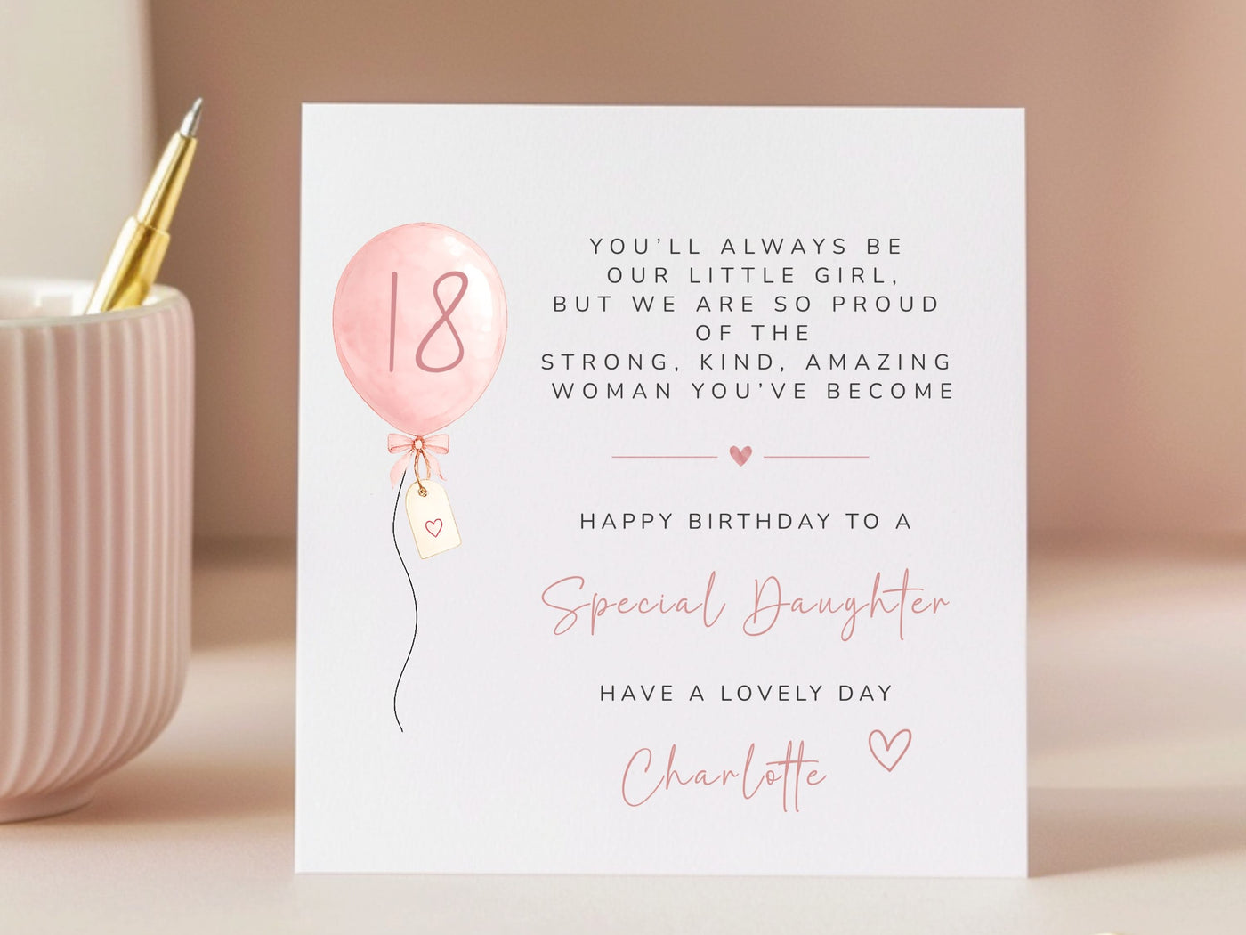Personalised Daughter Birthday Card with Balloon  - Custom Age Milestone Card for Daughter