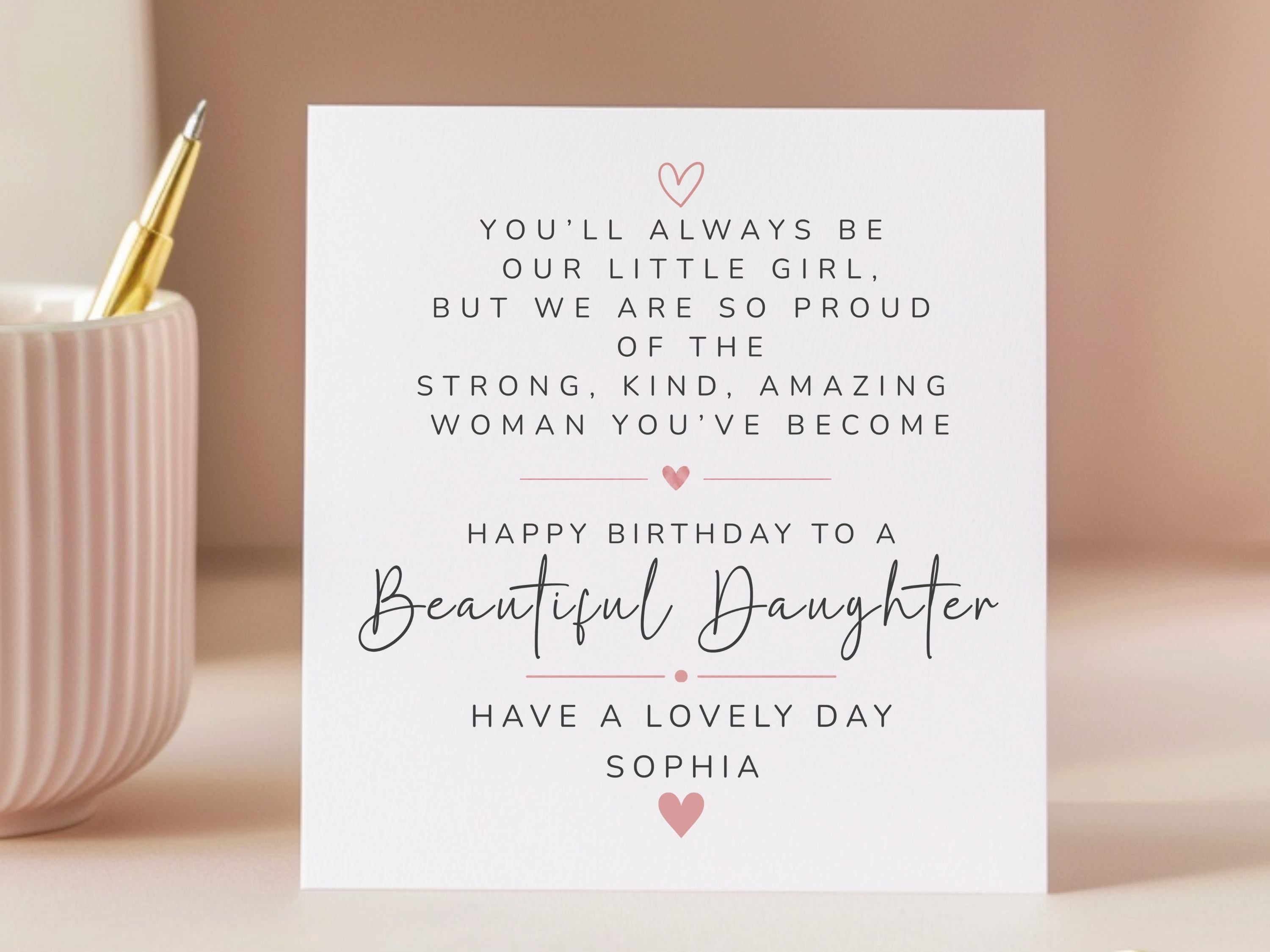Personalised Daughter Birthday Card - Sentimental Verse Keepsake
